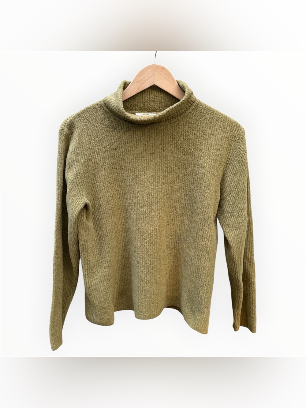 Vintage Talbots Petites Olive Green Textured Turtleneck Sweater